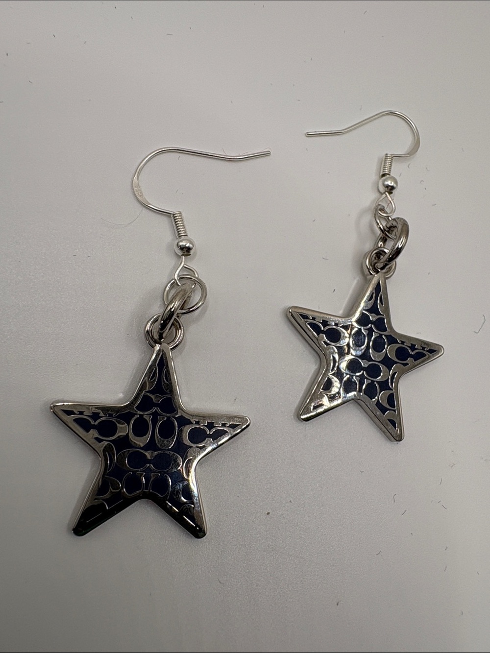 Coach Star Dangle Earrings in Navy and Sterling Silver Wires